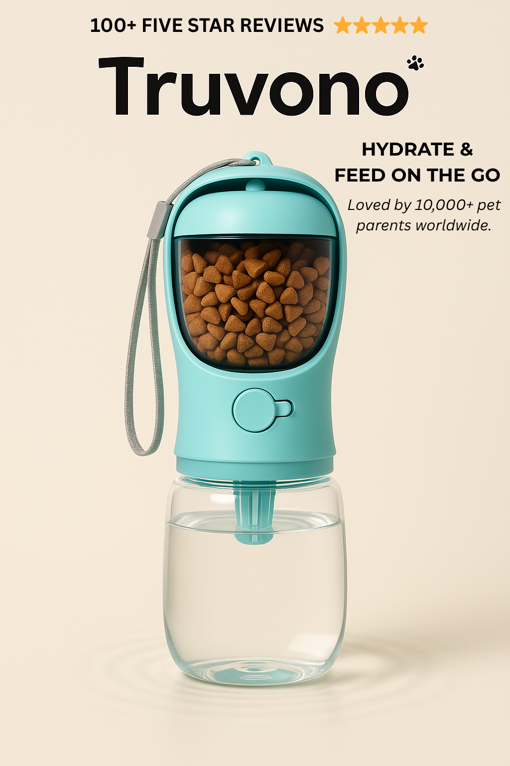 Portable Pet Feeder - Pet Travel Water & Snack Bottle – 12 oz